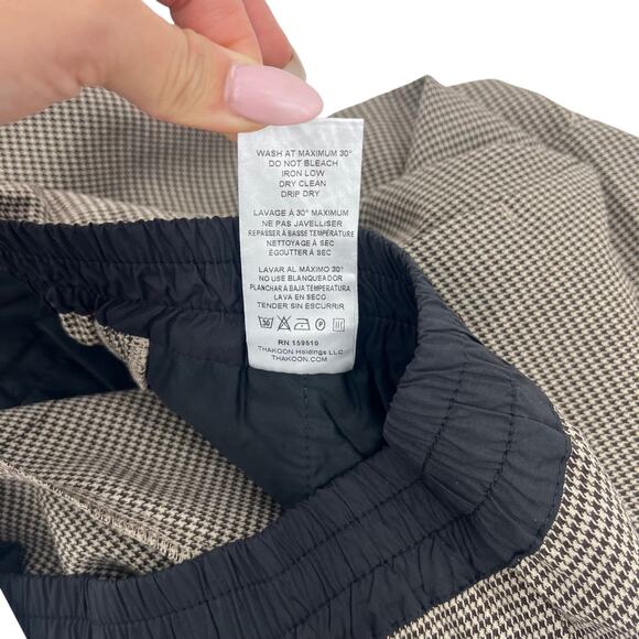 THAKOON Smocked Waist Wide Leg Pull On Trouser Brown Combo Houndstooth Sz 6 NEW - Picture 13 of 15